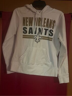 New Orleans Saints White Fleece Pullover Hoodie - Team Logo